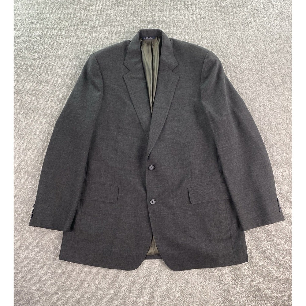 Brooks Brothers Suit Jacket 44 L Gray Wool Prince of Wales Check Designer Luxury